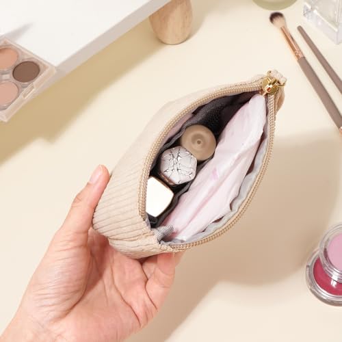 MAGEFY Mini Corduroy Makeup Bag for Women - Travel Essentials