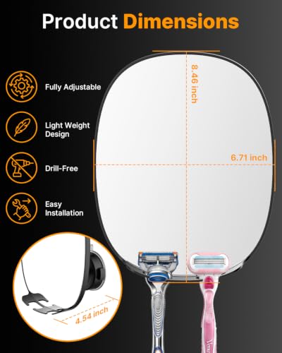 Fogless Shower Mirror with Suction & Razor Holders