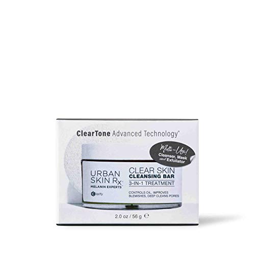 Urban Skin Rx Clear Skin Cleansing Bar | 3-in-1 Daily Cleanser, Exfoliator and Mask Removes Excess Oil and Improves Blemishes, Formulated with Salicylic Acid, Eucalyptus and Sulfur | 2.0 Oz