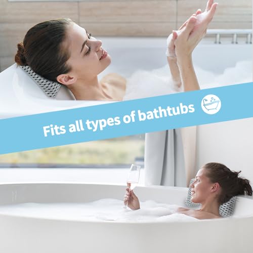 Luxury Bath Pillow with Suction Cups - Neck & Back Support