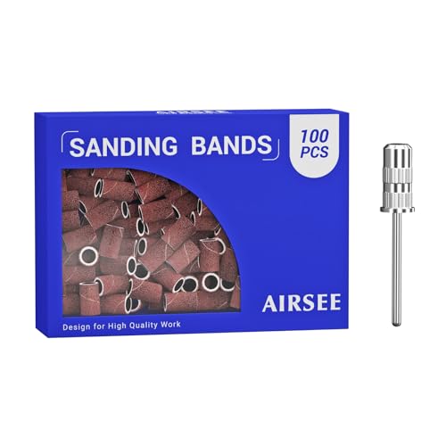 AIRSEE Nail Drill Sanding Bands Set - 180 Grit Medium Brown, 100 Pieces (Variation of THIS listing)