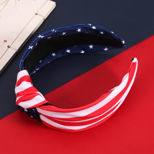 American Flag Knotted Headband USA Patriotic Independence Day Stars Stripes Twist Hair Accessories 4th of July Hair Hoop for Women Girls