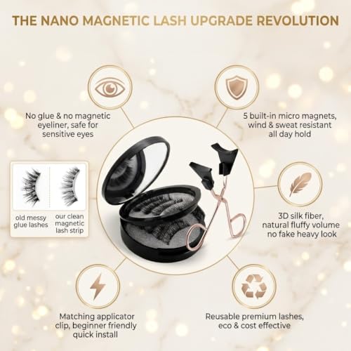 Magnetic Eyelashes Kit - 4 Pairs 3D Wispy Lashes, No Glue