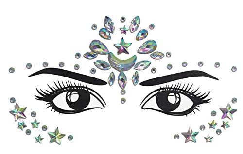 Face Jewels Rhinestone Stickers Set - 6 Sheets Festival & Halloween