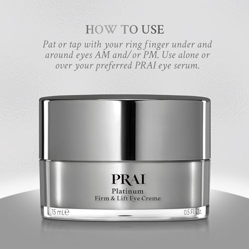 PRAI Beauty Platinum Firm and Lift Eye Creme - Tightening and Firming Eye Cream - Anti-Aging Under Eye Cream - Irritation Free - 0.5 Oz
