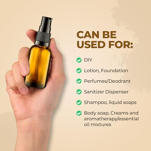 Amber Glass Pump Bottles 30ml (3-Pack) Refillable