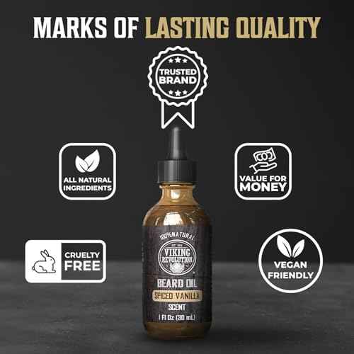 Viking Revolution Spiced Vanilla Beard Oil for Men - Natural Mens Beard Oil with Argan and Jojoba Oil - Beard Softener, Strengthens and Moisturizes