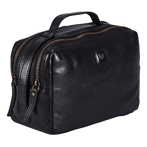 Real Leather Toiletry Bag Dopp Kit for Men Women Travel Shaving Pouch Organiser Double Compartment Cosmetic
