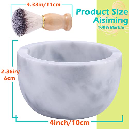 Marble Shaving Bowl for Shaving Soap & Cream, Shave Soap Cup Keep Warm Better, Produce Rich Foam Shaving Mug, Easy to Lather, Shaving Cup Gift for Men(White Grey)