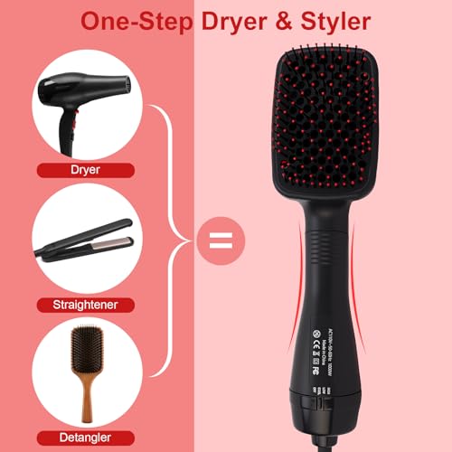 Blow Dryer Brush 3-in-1 Hot Air Paddle Straightener