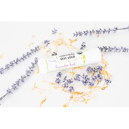 Green + Lovely Calendula Skin Stick Organic Lotion Sticks Moisturizing Balm Ointment Salve Multipurpose Hand Cream Body Bar, 0.5 oz, Lavender Bud (1 Tube)