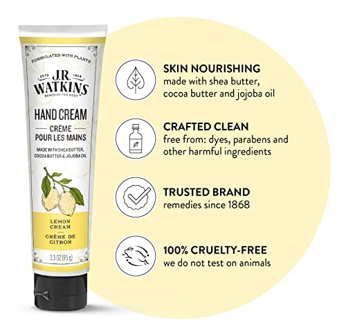 J.R. Watkins Natural Moisturizing Hand Cream, Lemon Cream (3.3 oz)