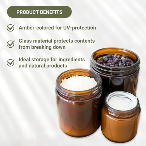 Glass Amber 4oz Jars with Black Lids - 12 Pack