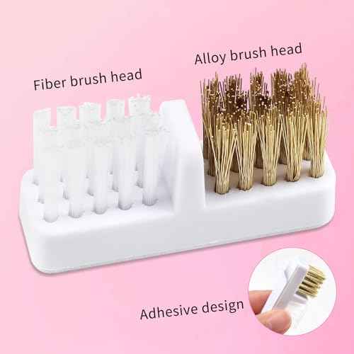Nail Drill Bits Holder & Nail Drill Bits Cleaning Brush, 100 Holes Nail Bit Holder, Dustproof Nail Art Drill Bits Display Storage Box, Nail Drill Bit Holder for Nail Tech (Pink)