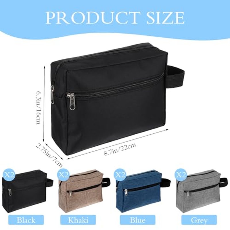 8 PCS Travel Toiletry Bag for Women and Men, Travel Pouch, Large Shaving Bag, Portable Grooming Bags, Foldable Storage Bags with Handle for Cosmetics Toiletries Tools, 4 Colors