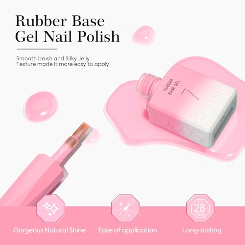 CANNI Rubber Base Gel Nail Polish Set - 6 Pcs 9ml Pink Soak Off Gel Kit