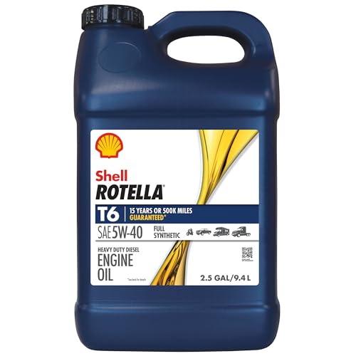 Shell Rotella T6 5W-40 Diesel Engine Oil, 2.5 Gallon (Case of 2)