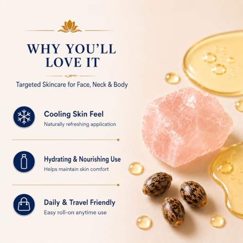 Organic Castor Oil Roll-On with Rose Quartz Roller - 100% Pure