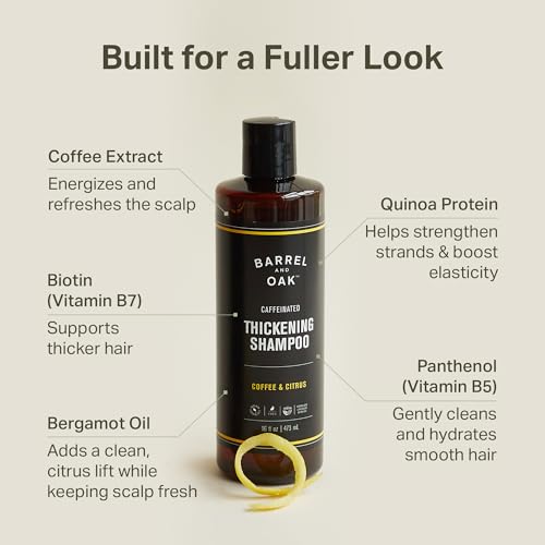 Barrel & Oak Coffee & Citrus Body Care Set, Caffeinated Face Wash, Shampoo and Conditioner Set for Men, Refreshing Grooming Kit, Vegan Gifts for Men, 3-Pack