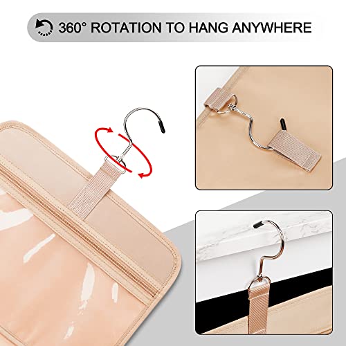 Travel Hanging Toiletry Bag for Women, Holds Full-Size Shampoo, with Jewelry Organizer Compartment, Extra Large Makeup Bag, Waterproof Cosmetic Bag, Toiletries Kit Set with Trolley Belt, Black