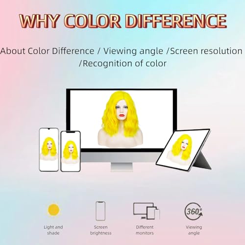 Yellow Short Bob Wig for Women - Heat-Resistant Curly/Casual Anime Cosplay Wig
