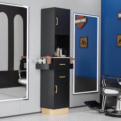 OmySalon Salon Station with 2 Drawers & 6 Hair Dryer Holders