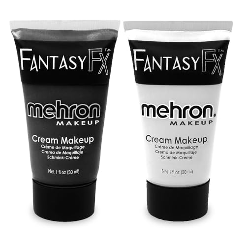 Mehron Fantasy F/X Water-Based Face & Body Paint Black & White Bundle