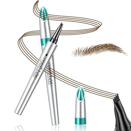 Eyebrow Pencils for Women - Eyebrow Gel with Microblading 4-Fork-Tip, Lift & Snatch Eyebrow Pen, Eyebrow Marker Long-Lasting Waterproof & Smudge-Proof Natural Hair Like Brows (Dark Brown)