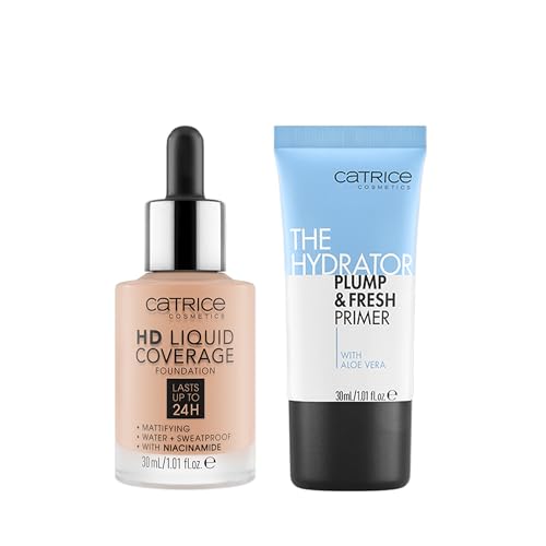 Catrice | HD Foundation 20 & The Hydrator Plump & Fresh Primer Bundle | Full Coverage Makeup | Vegan & Cruelty Free