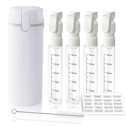 4 in 1 Travel Dispenser Bottle Set - Leak Proof 30ml Toiletries Containers