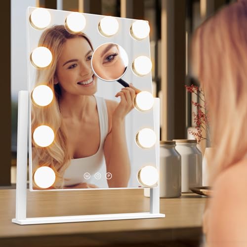 Hollywood Vanity Mirror with Lights, 5X Magnification, 12 LED Bulbs
