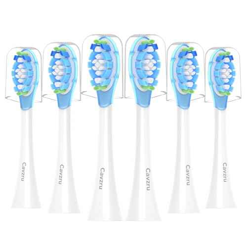 Replacement Toothbrush Heads for Philips Sonicare C3 C2 G3 A3 W2 W3, 6 Pack Soft Silicone Brush Heads for HX9054 4100 5100 6100 7500, Compatible with Snap-On Handles, Anti-Collision Design