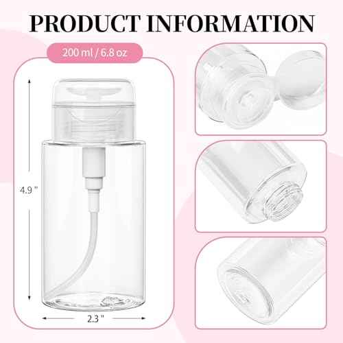 3 Pack Push Down Pump Bottle Dispenser for Makeup Remover, Facial Toner, Micellar Water, Alcohol, Nail Polish Remover Empty Push Top Bottles Containers 6.7oz/200ML