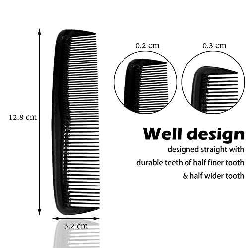 Black Unbreakable Hair Comb Set - Fine Tooth Styling Comb for Men & Women - 4 Pack