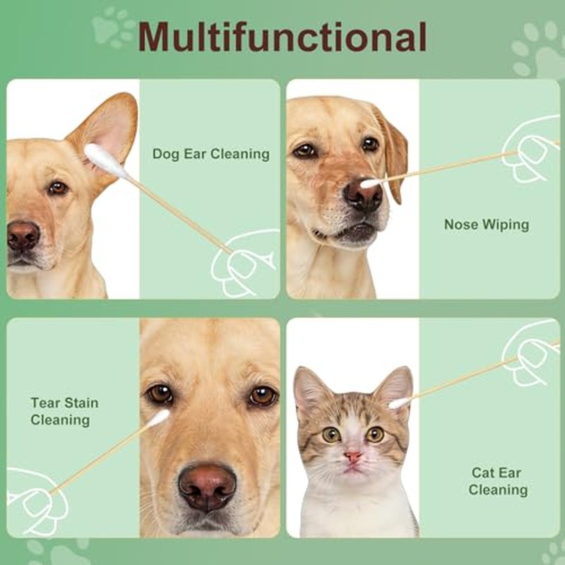 Eyxformula 400 Pcs Long Cotton Swabs for Dogs - 6 Inch Pet Ear Cleaning