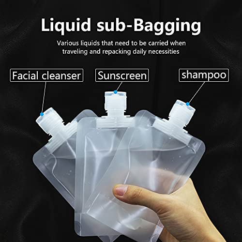 RIIEYOCA 8 Piece Portable Fluid Packing Bag,Refillable Travel Pouches Clear Plastic Empty Packaging bag,for Shampoo/Shower Gel/Hand Sanitizer/Cosmetic Divide Bag(100ml)