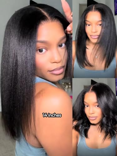 UNICE 12-Inch Yaki Straight Bob Human Hair Glueless Wig