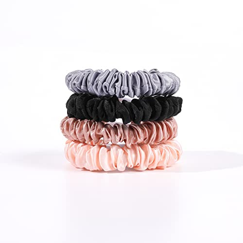 Silk Satin Mini Hair Ties - Soft, No Crease, Gentle Elastic Ponytail Holders for Women & Girls