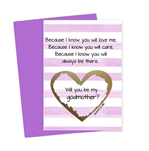 Will You Be My Godmother Poem Scratch Off Card, Because I Know You Love Me Godmother Proposal Card, For Aunt, Best Friend from Niece Nephew (Because I know Godmother)