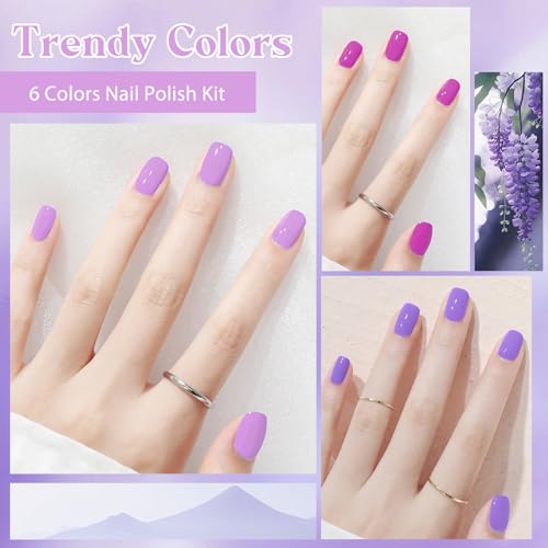 MEET ACROSS 6-Color Nude Nail Polish Set - Quick Dry, 28+ Days