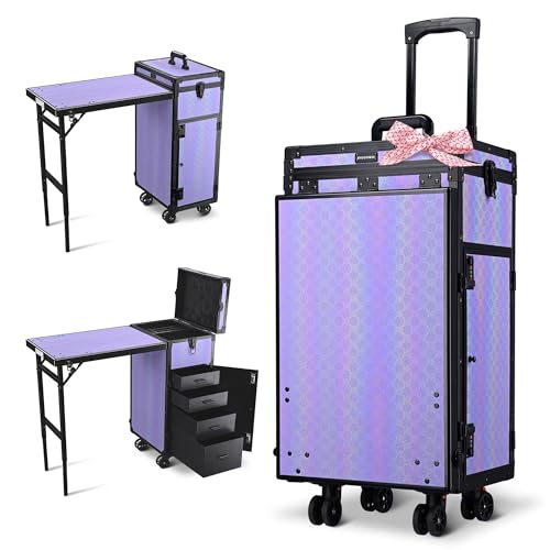 BYOOTIQUE Portable Nail Desk with Storage Drawers & Rolling Wheels