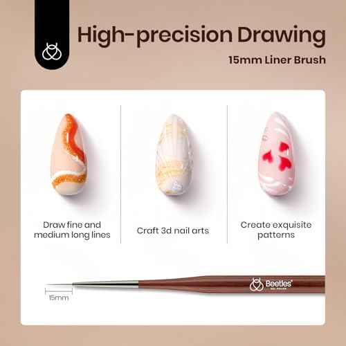 Beetles Nail Art Brushes Set, 6 PCS Multifunctional Nail Brushes for Nail Art Wooden Liner Brush Nail Drawing Pen Nail Art Tools with Nail Brush Holder&Palette for Nail Art Design