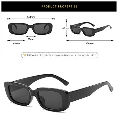 IKANOO Retro Square Frame Sunglasses for Men Women Trendy Y2K 90s Black