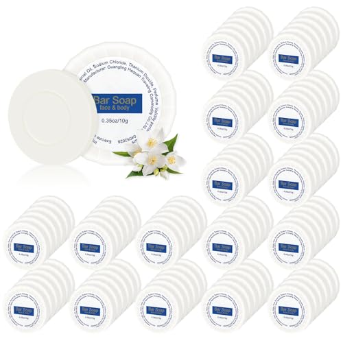 Mini Soap Bars Bulk Individually Wrapped Round Bulk Bar Soap 0.35 oz Travel Soap Small Hotel Soaps Toiletries for Hotel Bathroom Camp RV (100)