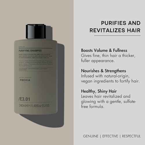 PREVIA Purifying Shampoo for Scalp Health | Purifying & Detoxifying | Nourishing Formula | Vegan & Sulfate-Free | 11.49 oz
