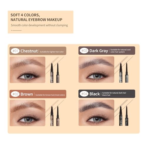 Microblading Eyebrow Pencil 2-in-1 with 4-Fork Tip, Waterproof