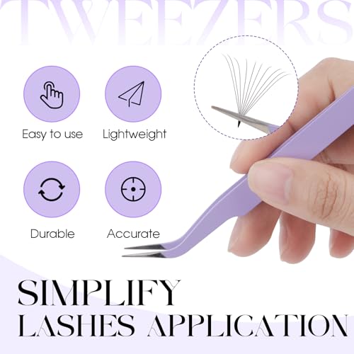 Eyelash Extension Tweezers - Purple Hand-Calibrated Lash Applicator Tool