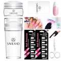 Saviland French Manicure Nail Art Kit with Stamper & Nail Protectors - 4 Pieces