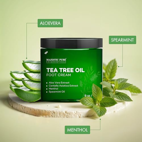 Majestic Pure Tea Tree Oil Foot Cream - Dry Feet & Cracked Heels, 8 oz
