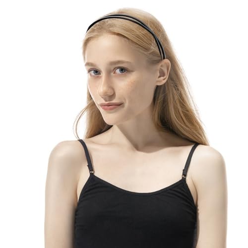 KEUKORZ Black No Slip Plastic Headbands for Women, Set of 8